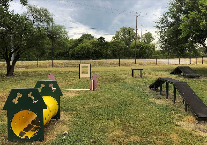 Pearsall Park Dog Park in San Antonio, a public dog park. Open daily.